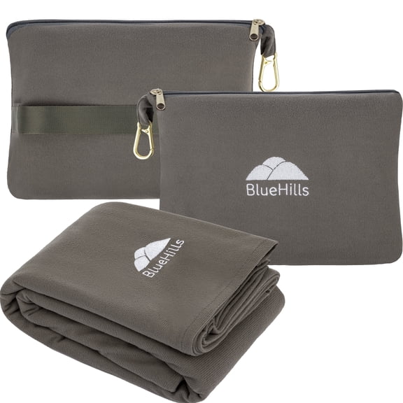 BlueHills Travel Blanket Pillow Compact Lightweight Soft Airplane - Gray L01