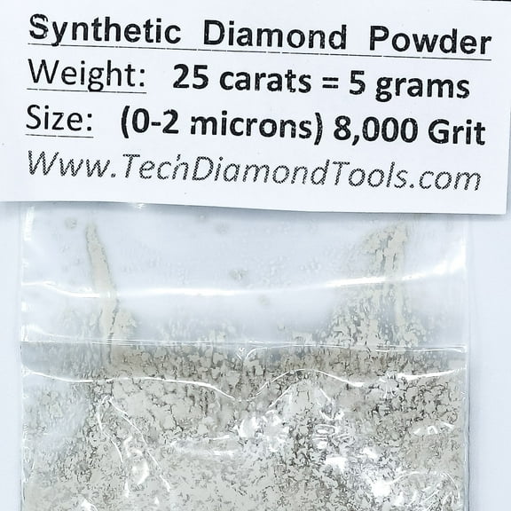 TechDiamondTools Diamond Powder 8.000 Grit 0-2 Microns -25cts =5 Grams