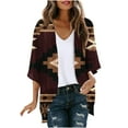 thumbnail image 5 of Womens Lightweight Cardigans Open Front Long Sleeve Graphic Print Spring Summer Fall Casual Outerwear Coat (2XL, Brown), 5 of 5