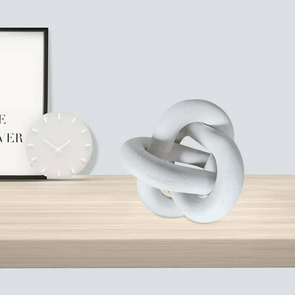 Cqxid Desktop Ornament Under $10 Wood Chain Link White 3 Knot Decoration Hand Carved Chain Knot Wood Knot Decor Coffee Table Rustic Chain Knot R Wooden Chain Knot For Coffee Table