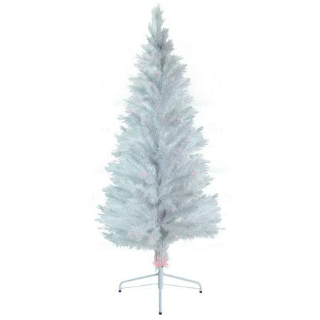 6' ft Fiber Optic White Artificial Holiday Christmas Tree w/ Lights &