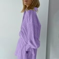 thumbnail image 6 of Edvintorg Two Piece Set for Women 2025 Streewear Women Summer Suit Fashion Solid Color Long Sleeve Shirt Short Trousers Casual Two-Piece Suit Purple S, 6 of 6