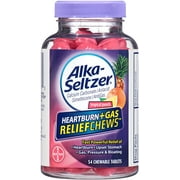 Alka-Seltzer Heartburn + Gas Relief Chewable Tablets, Tropical Punch, 54 ea (Pack of 2)