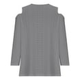 thumbnail image 5 of Cavosen Ladies Tops and Blouses 3/4 Sleeve Cold Shoulder Pullover Tops V-Neck Comfort Solid Color Shirts Dressy Flowy Loose Fit Blouse Eyelet Ring Tees Fashion Fall Gray L, 5 of 6