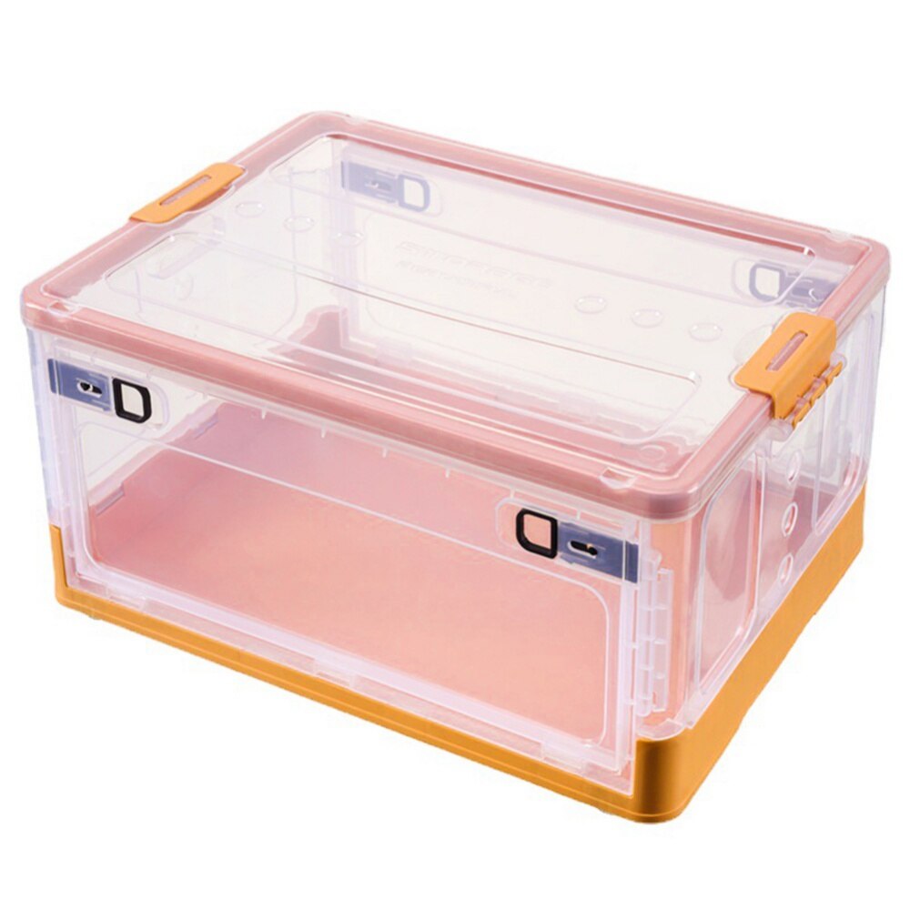 Apsan Collapsible Storage Bins with Lids for Organizing , Stackable Clear, Pink