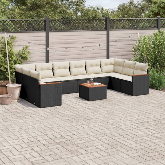 vidaXL Garden Sofa Set Black, Cream White