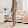 thumbnail image 6 of Enjoytime Winter Pajamas for Women Heart Textured Fleece Comfy 2 Piece Sleepwear Long Sleeve Hooded Tops with Cuff Jogger Pants Warm Loungewear Sets, 6 of 8
