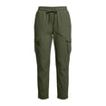 thumbnail image 5 of ZQUUVOU Women's Cargo Pants Solid Straight Leg Cropped Elastic Waist Casual Ankle Length Outdoor Pants with Pockets Olive Green, 5 of 6