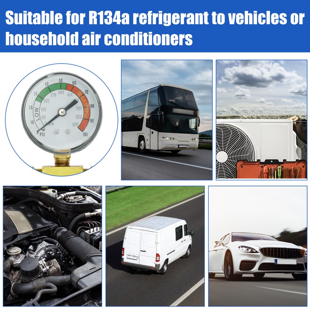 Tuyau Recharge R134A Avec Manomètre – Kit Climatisation Voiture Filetage 1/2 Américain/Européen