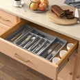 thumbnail image 2 of Norcho Silverware Drawer Organizer, Expandable Utensil Tray for Kitchen, Cutlery and Flatware Holder, Adjustable Storage for Spoons, Forks and Knives, 13–22 x 15", Gray, 2 of 7