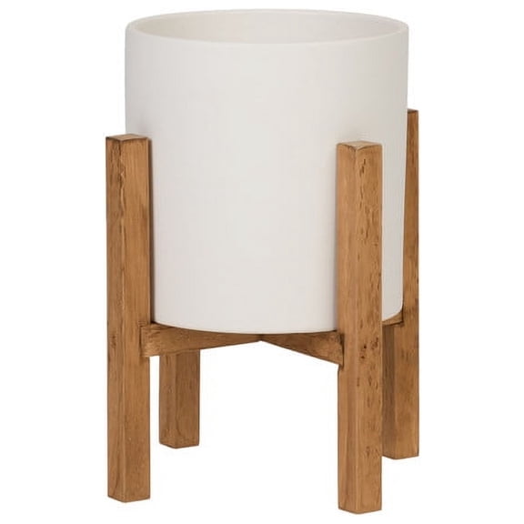 Liam Modern Ceramic Planter with Wood Legs