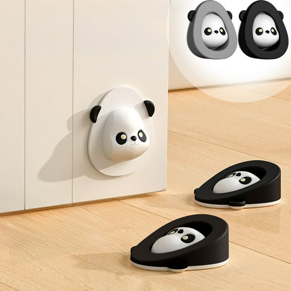 Msgweeeg Door Stop Door Stops for Bottom of Door Pandas Door Stopper Two In One Detachable Door Suction without Punch Against Collision Door Buffer Household Silica Gel Door Stopper