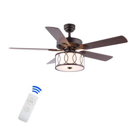 

Circe 52 3-Light Transitional Glam Drum Shade LED Ceiling Fan With Remote Oil Rubbed Bronze/White
