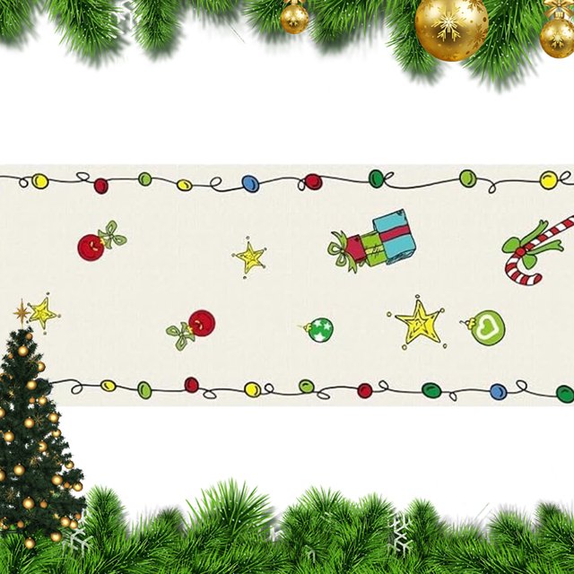 Mesa Navideño Con Feliz Navidad 72 Pulgadas Largo Arpillera Granja (33 X 120 Cm)