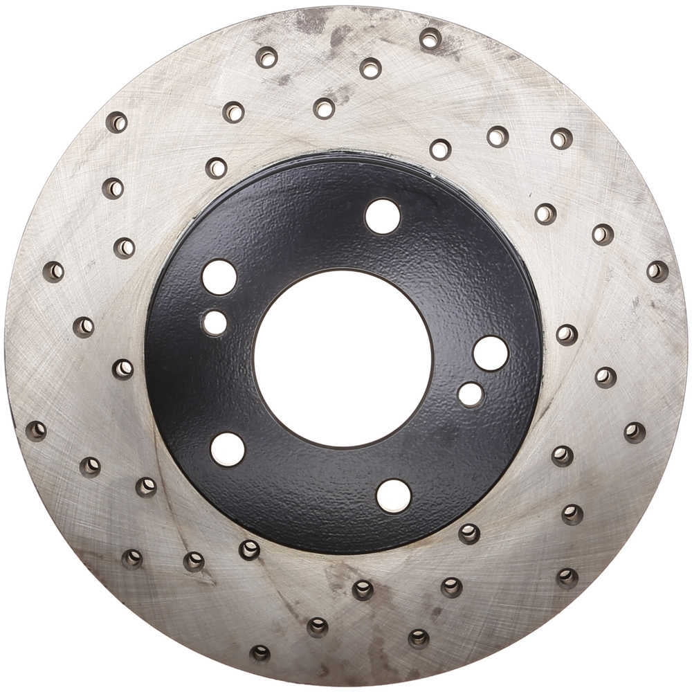 StopTech 128.42046R Sport Cross-Drilled Disc Brake Rotors, European style brake pad compounds