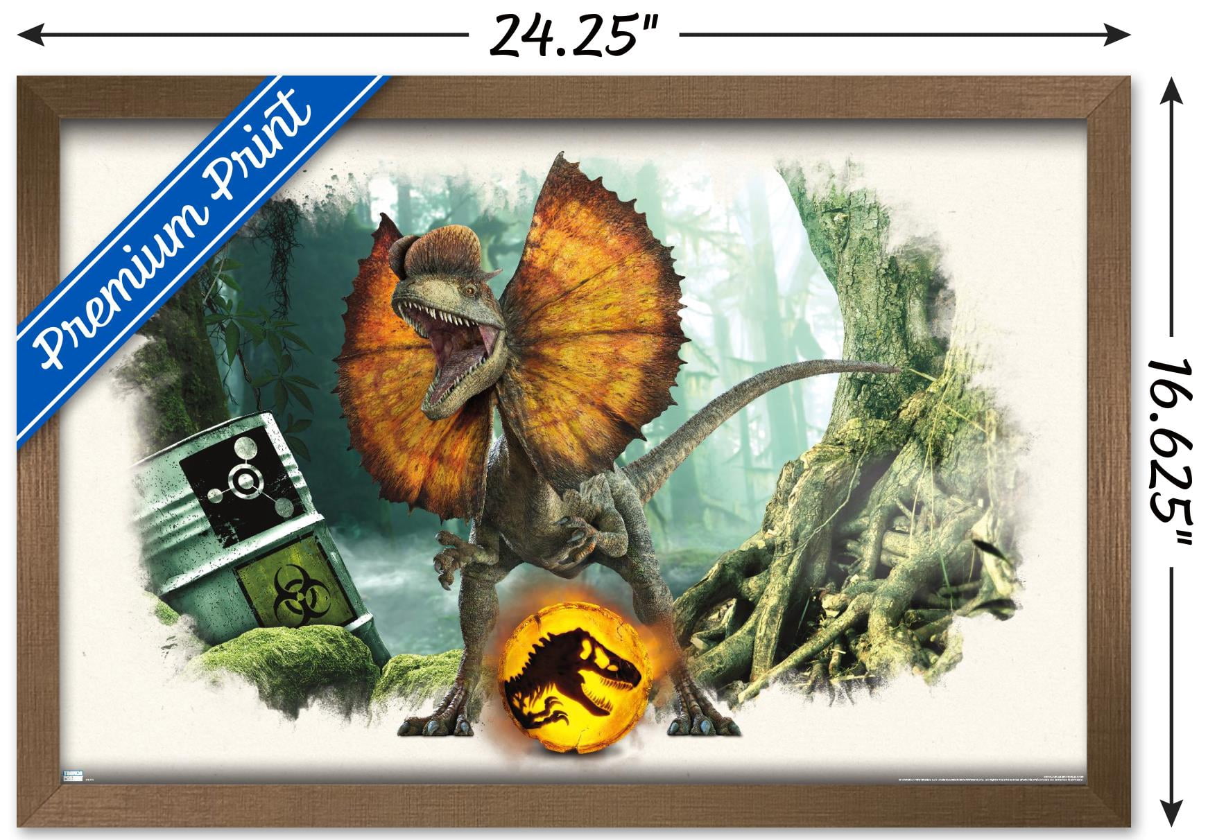 Jurassic World: Dominion - Dilophosaurus Focal Wall Poster, 14.725" x 22.375" Framed
