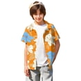 thumbnail image 3 of Abcomgle Hawaiian Shirt for Boys 5 6 Button Down Short Sleeve Boys Beach Shirt Tropical Floral Print Cruise Spring Shirts for Boys,Saffron,9-10Years, 3 of 5
