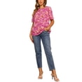 thumbnail image 2 of INSPIRAR CHIC Blusa de Verano con Cuello Redondo y Mangas Volantes para Mujeres XS Púrpura, 2 of 6