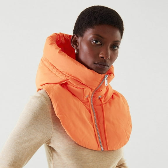 Faux Fur Women's Detachable Collar Women False Vest Sleeveless Zip Up False Hooded Mock Collar Padded Gilet Lightweight Winter Detachable Half Vestcoat,Orange Women's Accessories Detachable Collar XXL