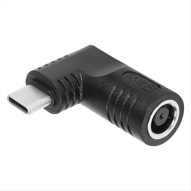 Adaptador de Carga de Alimentación Macho con Entrada PD CC Hembra de 65 W A USB Tipo C para Teléfonos, Tabletas y Portátiles (Negro 7406 B)