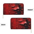 thumbnail image 3 of Leather Thin Slim Wallets for Women Men - Abstract Red Textured Canvas Clutch Card Wallet for Women Men with Zipper, 3 of 7