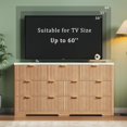 thumbnail image 5 of Fluted Dresser for Bedroom with 7 Drawers, 53'' Modern Dressers with Faux Marble Top, Mid Century Chests of Drawers with Gold Handle & Curved Profile, Natural Wood TV Dresser for Bedroom, Living Room, 5 of 8