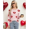 thumbnail image 2 of Heart Sweaters for Women Knit Warm Pullover Sweater Cute Heart Printed Valentine's Day Sweater Shermie, 2 of 9