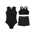 thumbnail image 6 of TSSOE Kids Girls Sparkly Ballet Dance Leotard Gymnastics Unitard Biketard Vest with Tumbling Shorts 2 Pieces Set Black 8, 6 of 7