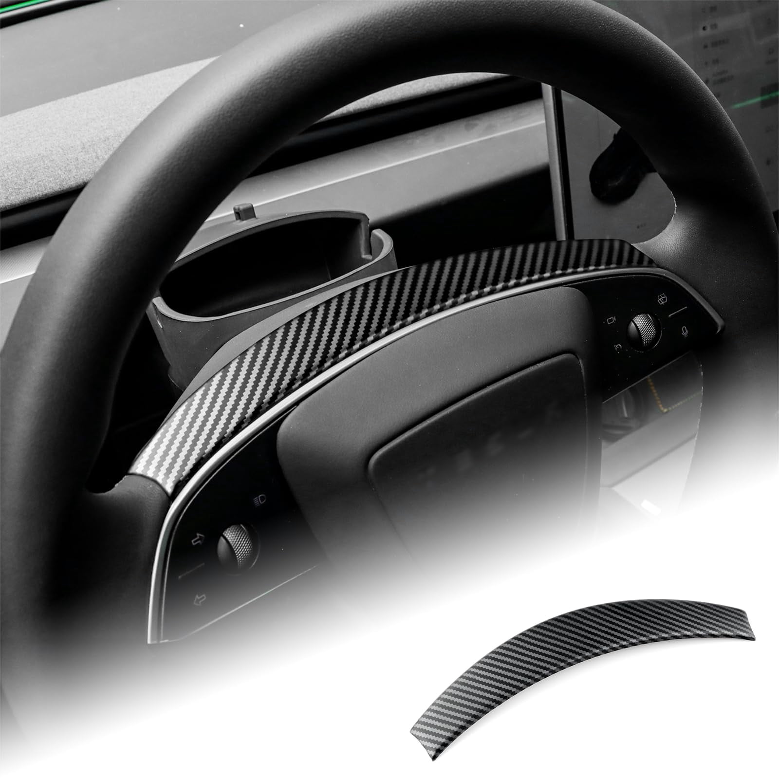 For Tesal Model Y Juniper 2025 Model 3 Highland 2024 Carbon Fibre Car Steering Wheel Cover Sticker Above Steering Wheel Decorati