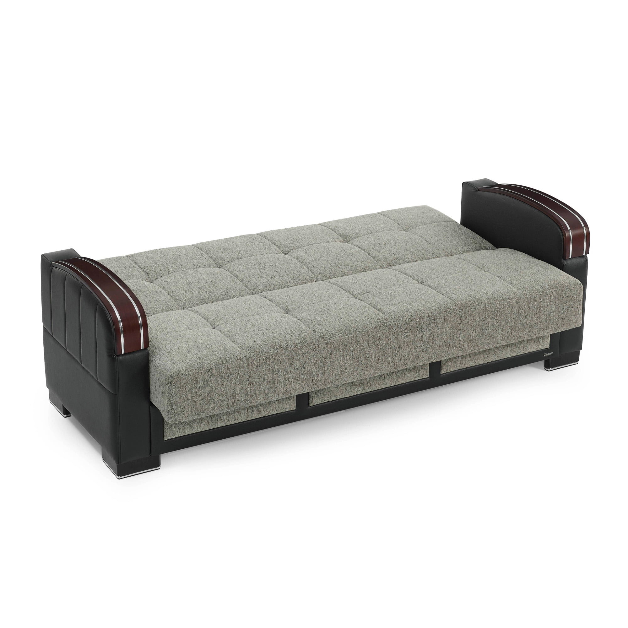 Ottomanson 87" Convertible Sofa Couch for Living Room, Chenille Modern Sofa Bed with Storage, Gray