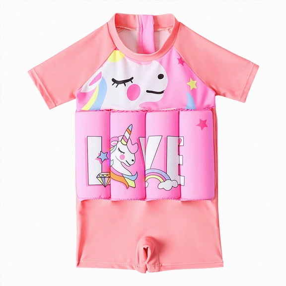 JUMEYU Toddler Float Swimsuit Kids Boys Girls Floatation Swimsuit with Adjustable Buoyancy Baby Float Suit Swim Vest One Piece Swimwear Bathing Suit 2T 3T (Hot Pink,2-3 Years)