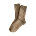 thumbnail image 2 of Noric 3 Pairs Women's Cotton Cable Knit Mid Calf Crew Socks Warm Elastic Casual House Breathable Vintage Textured Daily Socks, 2 of 3