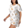 thumbnail image 2 of Bingfone Funny Chicken Print Pajamas Sets for Women Soft Short-Sleeved Pjs with Lounge Shorts Two Piece Sleepwear, 2 of 8