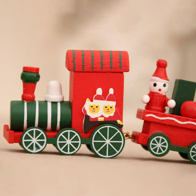 Xmarks Christmas Train Painted Wooden Christmas Decoration