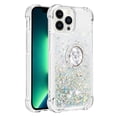 thumbnail image 2 of Funda para iPhone 14 Pro con Brillo Líquido Flotante, Purpurina, Parachoques y Anillo Giratorio Soporte, 2 of 5