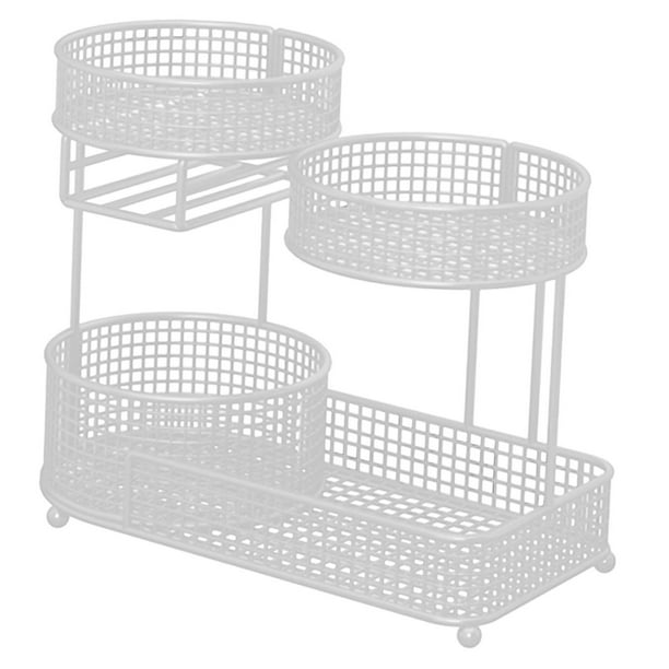 Cesta de frutas de metal, cesta de verduras, cuenco, despensa de mesa, frutero de 3 niveles, Blanco