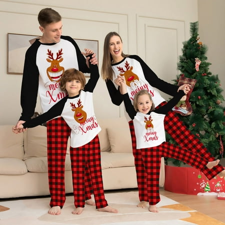 

Christmas Pajamas for Family Matching Family Pajamas Top＆Pants Long Sleeve Sleepwear Christmas Pajamas for Women/Men/Kids