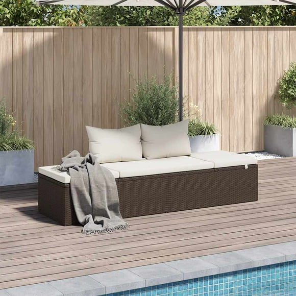 vidaXL Patio Bed, Outdoor Lounge Bed, Adjustable Sides, Weather-Resistant, Poly Rattan Frame