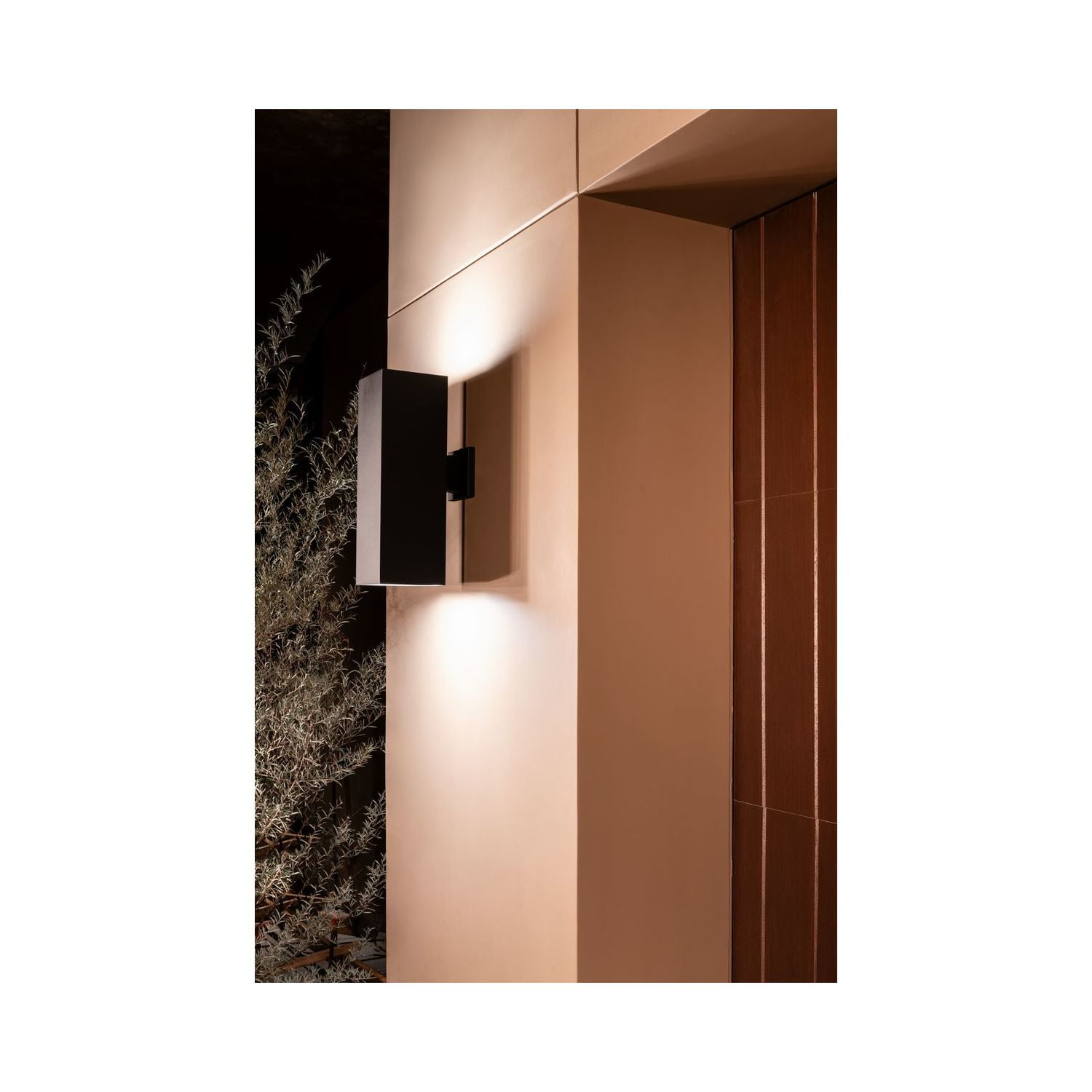 6" Square Two-Light Black Up/Down Modern Outdoor Wall Light