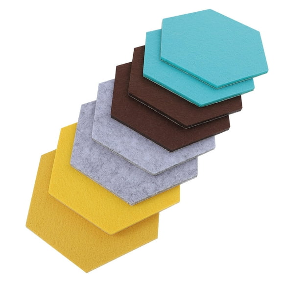 HEALEEP 8Pcs Felt Wall Tile Bulletin Board Hexagon Dark Brown 14x12cm