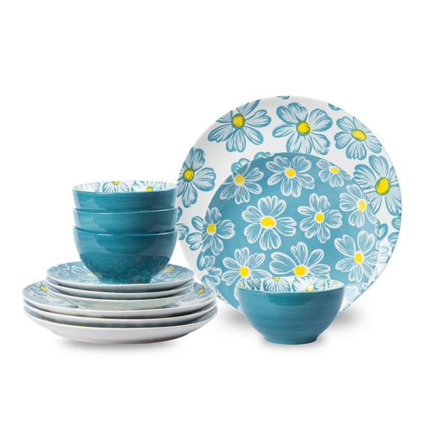 12pieces Dinnerware Set Ceramic Dish Set Plates Sets Service for 4