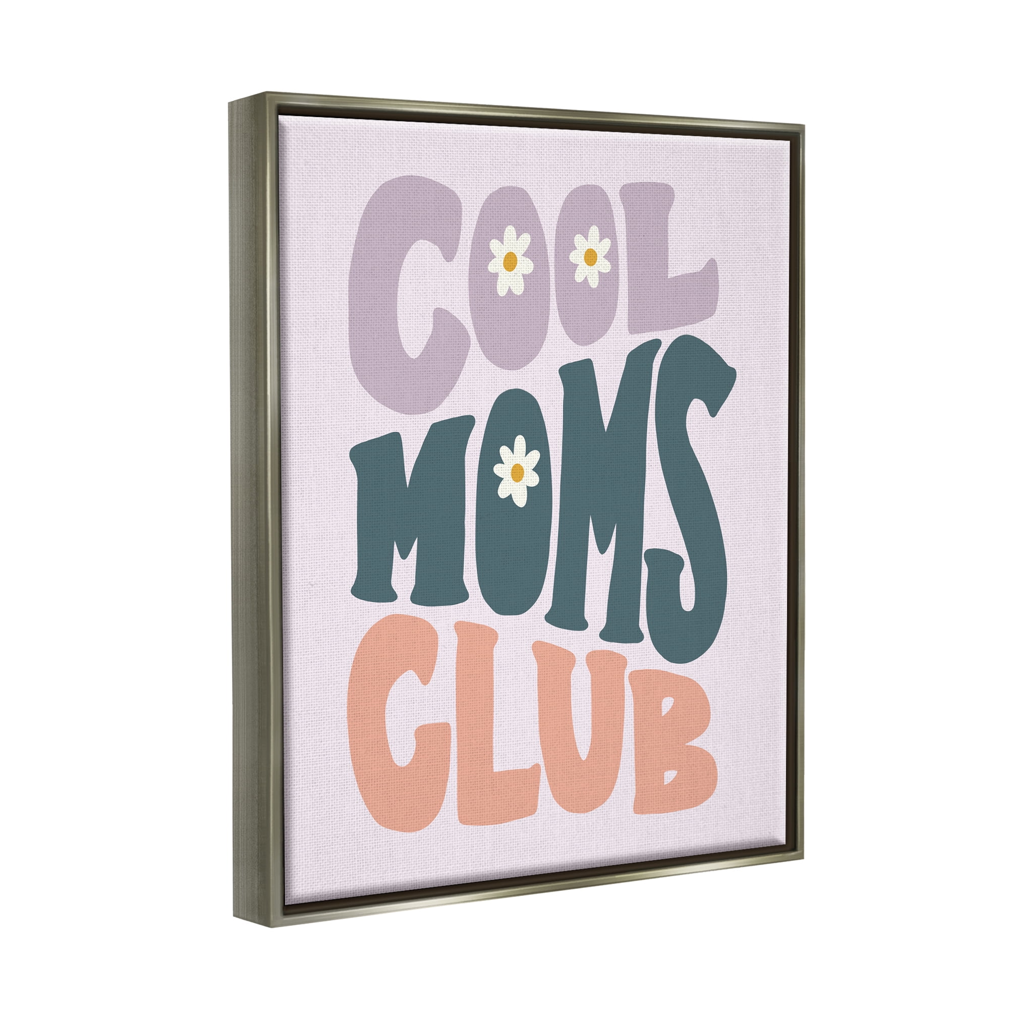 Stupell Industries Cool Moms Club Floral Phrase Holiday Painting Gray Floater Framed Art Print Wall Art