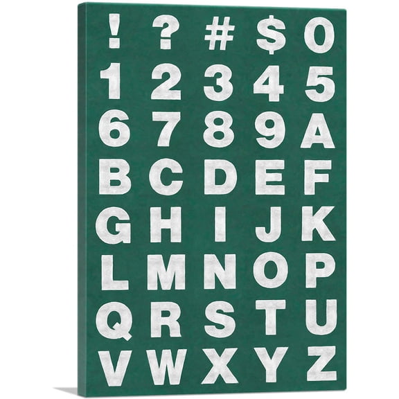 ARTCANVAS Green Chalkboard Rectangle Full Alphabet Canvas Art Print - Size: 26" x 18" (1.50" Deep)