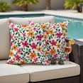 thumbnail image 5 of Red Yellow Floral Pillow Covers 2 Pack Retro Spring Leaves Flowers Pillowcase Waterproof Outdoor Throw Pillow Cover for Patio Garden Square Cushion 16”x16”, 5 of 9