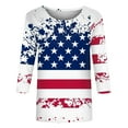 thumbnail image 5 of Women's Long Sleeve T-shirt Women 3/4 Sleeve Spring And Patriotic Top Women Neck Festival Blouses Clothes,White Women's Long sleeve T-shirt M, 5 of 5