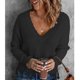 thumbnail image 1 of Suéter de punto de manga larga con cuello en V para mujer, suéter holgado informal a la moda para otoño e invierno con hombros descubiertos, suéter negro XL, 1 of 6