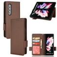 thumbnail image 1 of Wallet Case for Samsung Galaxy Z Fold4, Soft Silicone Lychee Pattern PU Leather Shockproof Flip Cover with Card Slots Holder Magnetic Clasp Lock Drop Resistant Kickstand Phone Case,Brown, 1 of 5