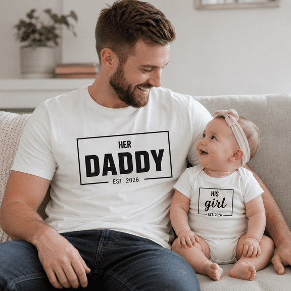Her Daddy Matching Shirt, His Girl Baby Bodysuit, First Father's Day Gift For Dad And Daughter, Daddy And Me Outfit