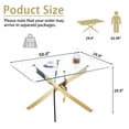 thumbnail image 5 of 50" Rectangular Glass Dining Table for 4-6 People, Modern Tempered Glass Kitchen Table with Irregular Stainless Steel Legs, Dining Table for Small Space, Apartment, Home Office, 5 of 7