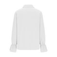 thumbnail image 6 of Babysbule Women's Satin Ruffle Collar Zip Front Blouse, Flounce Cuff Long Sleeve Casual Top for Office & Evening Wear, 6 of 8